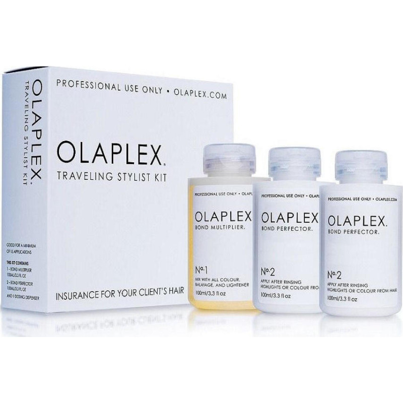 Olaplex Traveling Stylist Kit - Dyed & Damaged Hair Treatment Σετ Περιποίησης Μαλλιών για Ισιωτική 3τμχ